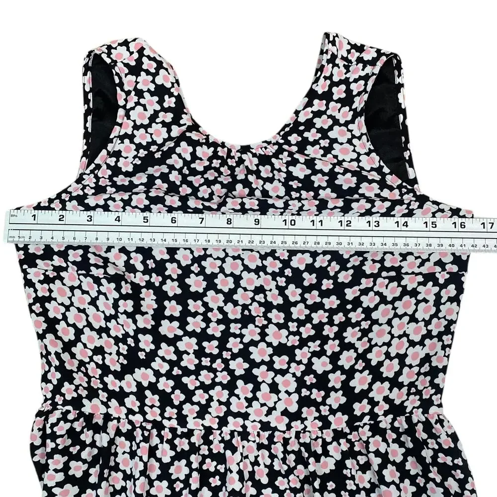 J Crew Poppy Garden Floral Tiered Midi Dress S Black Cottagecore A-line Ditsy